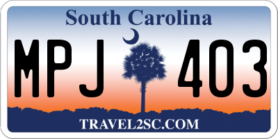 SC license plate MPJ403