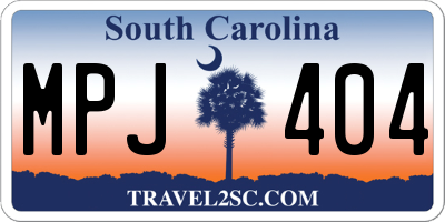 SC license plate MPJ404