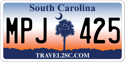 SC license plate MPJ425