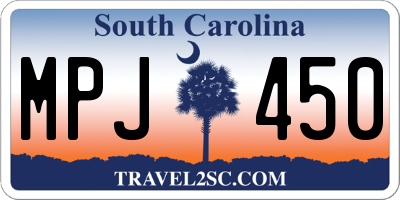 SC license plate MPJ450
