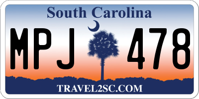 SC license plate MPJ478