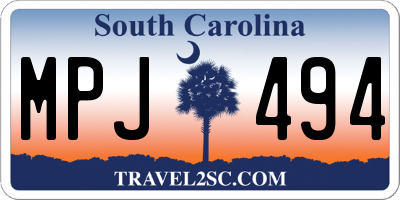 SC license plate MPJ494