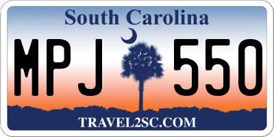 SC license plate MPJ550