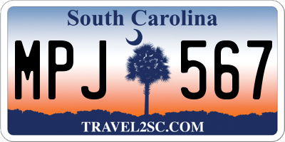 SC license plate MPJ567