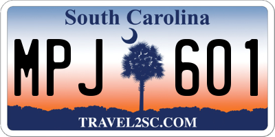 SC license plate MPJ601