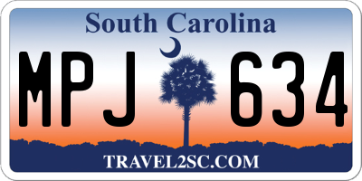 SC license plate MPJ634