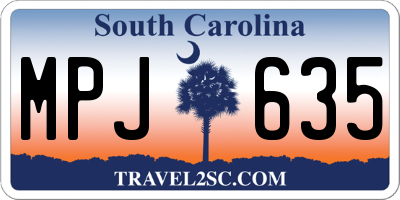 SC license plate MPJ635