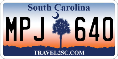 SC license plate MPJ640