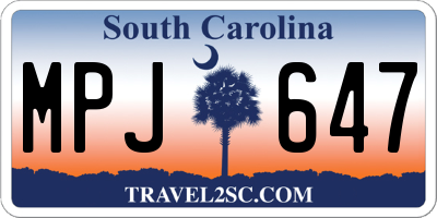 SC license plate MPJ647