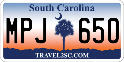 SC license plate MPJ650