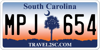 SC license plate MPJ654