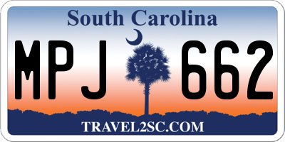 SC license plate MPJ662