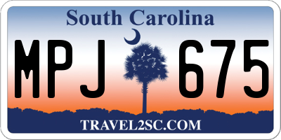 SC license plate MPJ675