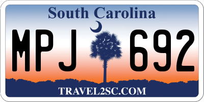 SC license plate MPJ692