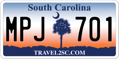 SC license plate MPJ701
