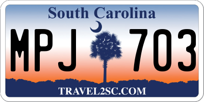 SC license plate MPJ703