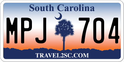 SC license plate MPJ704