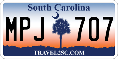 SC license plate MPJ707