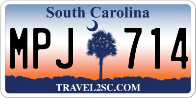 SC license plate MPJ714