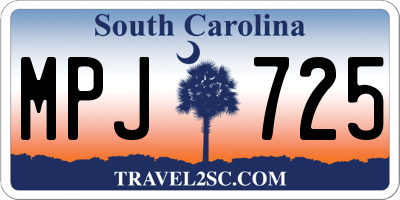SC license plate MPJ725