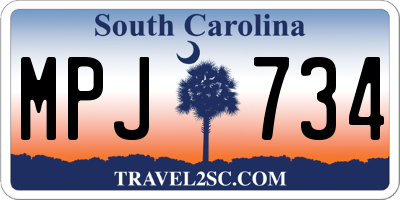 SC license plate MPJ734