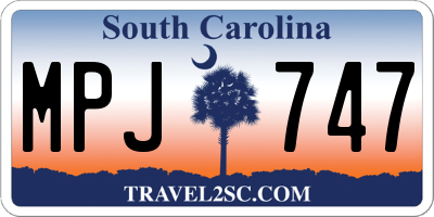 SC license plate MPJ747