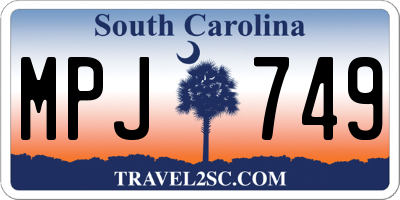 SC license plate MPJ749