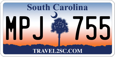 SC license plate MPJ755