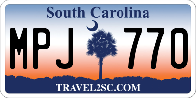 SC license plate MPJ770