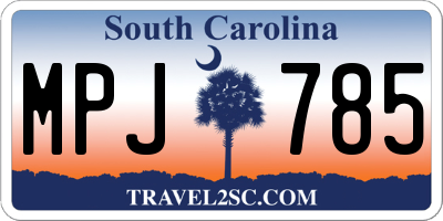 SC license plate MPJ785