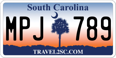 SC license plate MPJ789