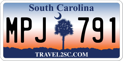 SC license plate MPJ791
