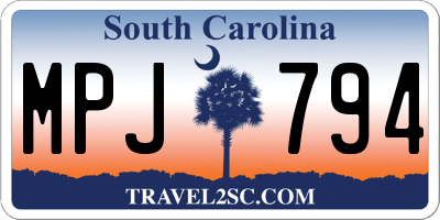 SC license plate MPJ794