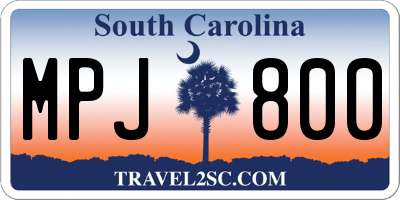 SC license plate MPJ800