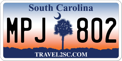 SC license plate MPJ802