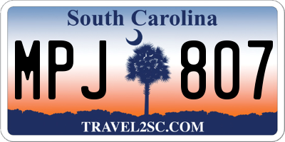 SC license plate MPJ807