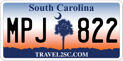 SC license plate MPJ822