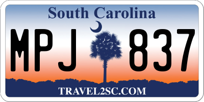SC license plate MPJ837