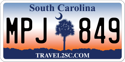 SC license plate MPJ849