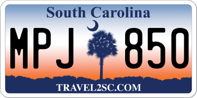 SC license plate MPJ850