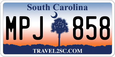 SC license plate MPJ858