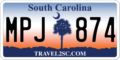 SC license plate MPJ874