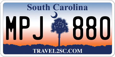 SC license plate MPJ880