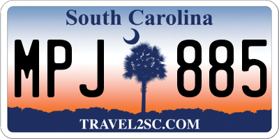 SC license plate MPJ885