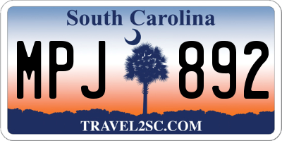 SC license plate MPJ892
