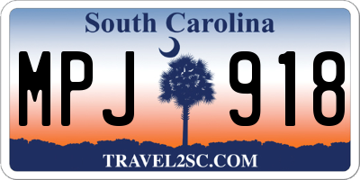 SC license plate MPJ918