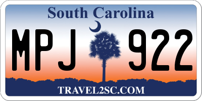 SC license plate MPJ922