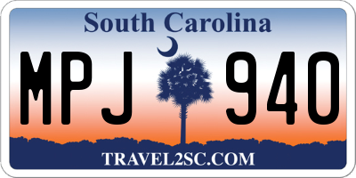 SC license plate MPJ940