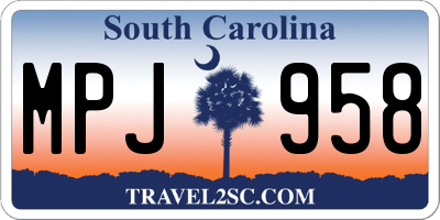 SC license plate MPJ958