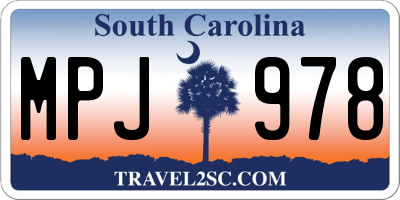 SC license plate MPJ978